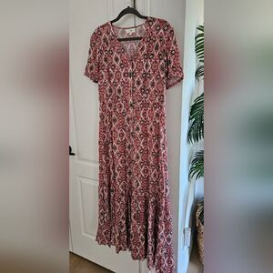 Ivy Floral Boho Pink Maxi Dress
